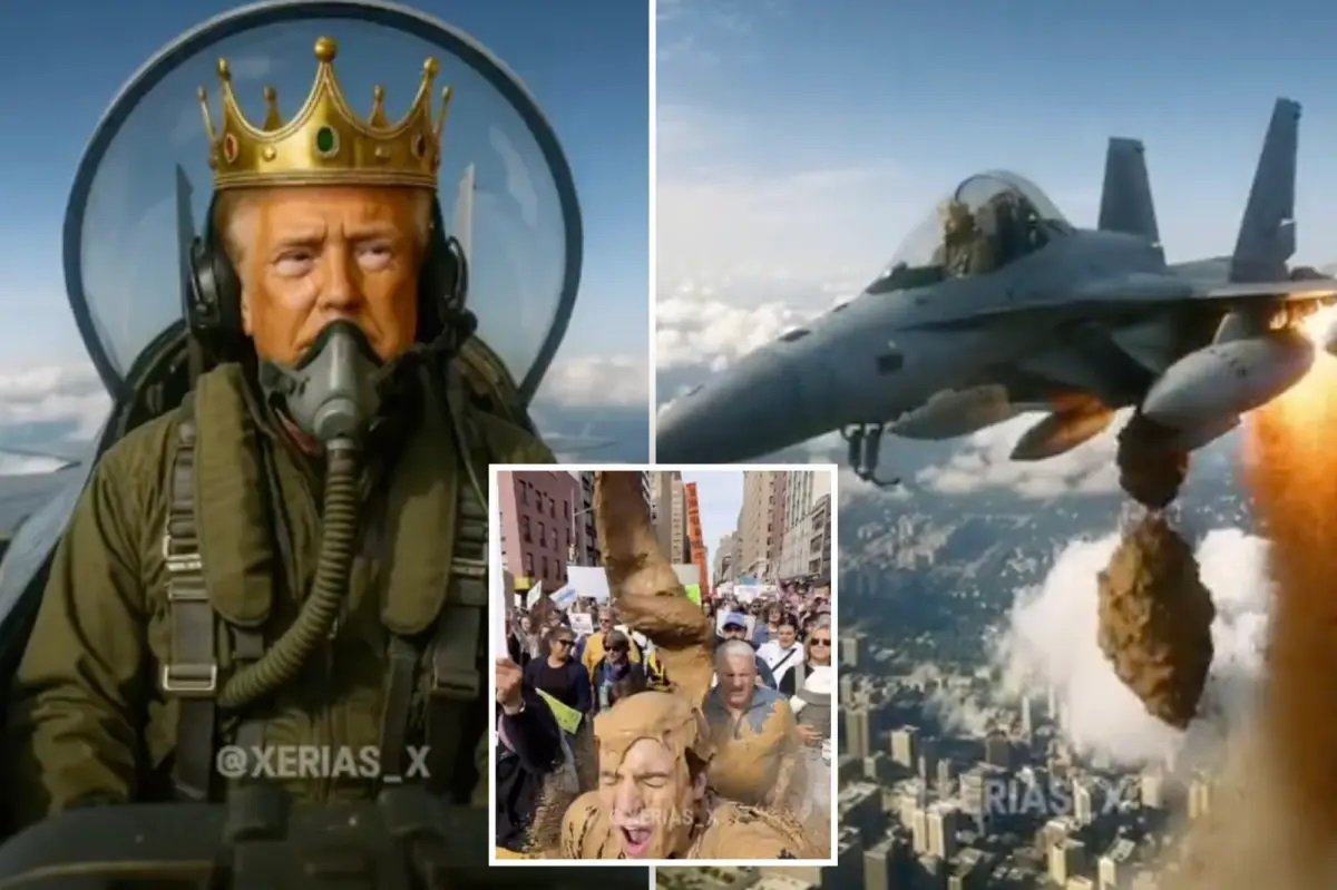 انتشار ویدیوی جنجالی از ترامپ که با جنگنده بر فراز معترضان پرواز می‌کند