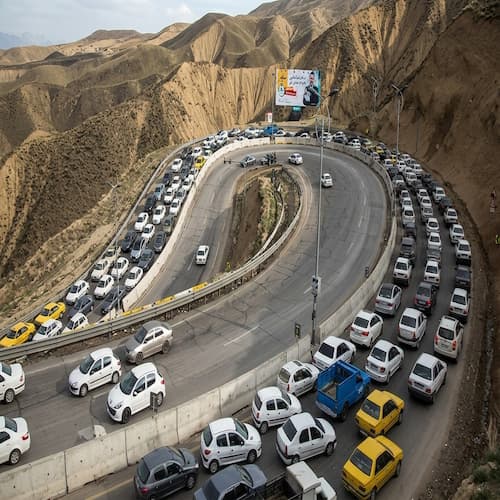 ترافیک بی سابقه جاده های شمال همزمان با تعطیلات اربعین